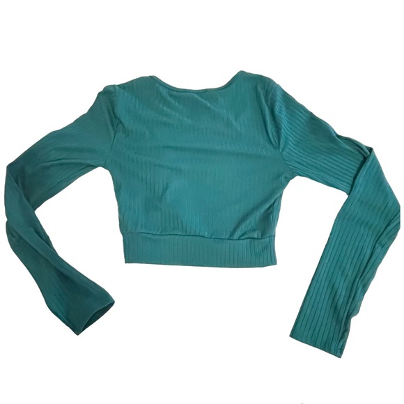 Teal crop top long sleeve - Picture 4 of 5